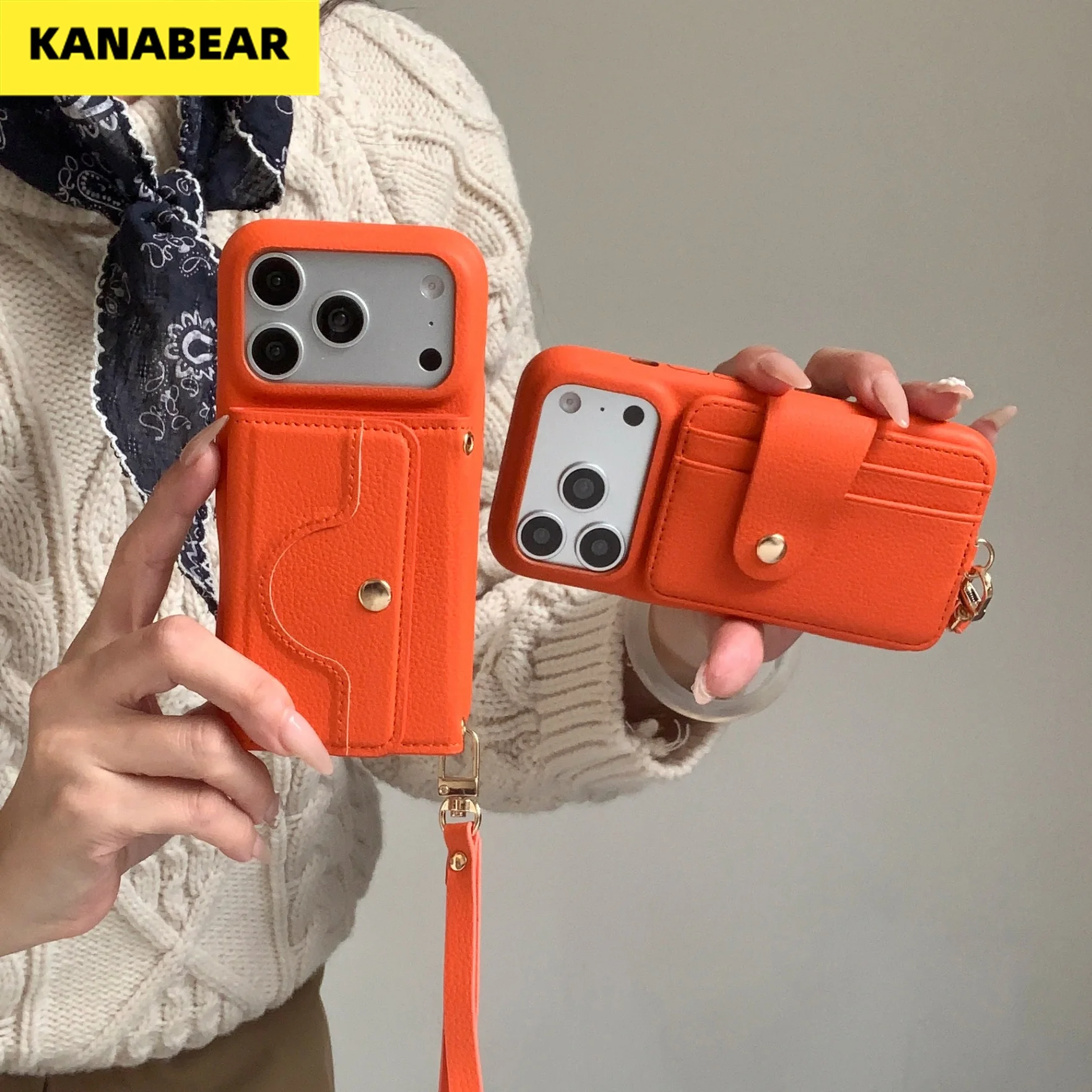 

Creative Flip Wallet Case for iPhone 13/15 Pro/17 Series,Wrist Strap,Premium PU Leather,Shockproof Full Body Protection Shell