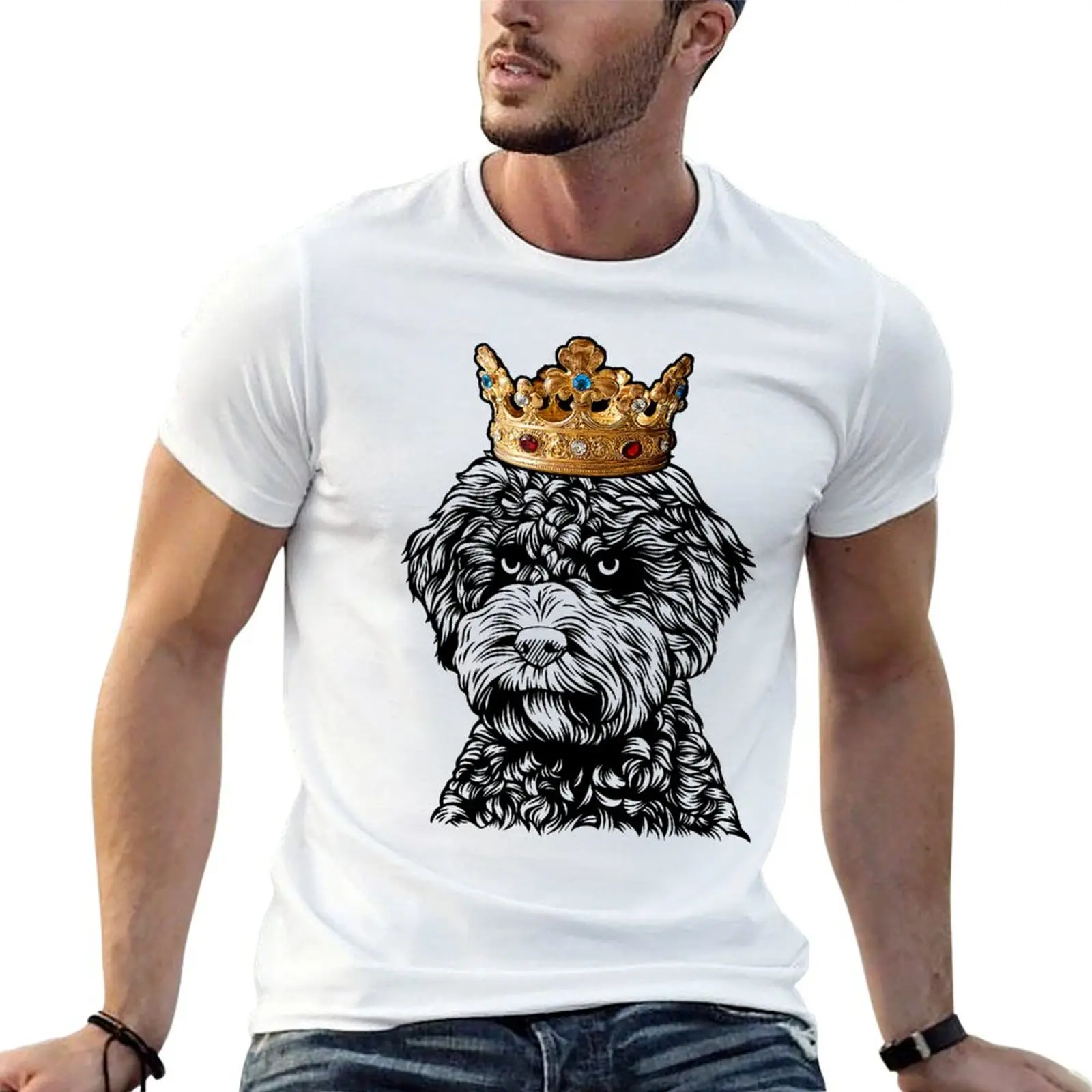 

Lagotto Romagnolo Dog Wearing Crown T-Shirt funny t shirts cotton funny t shirts man T-Shirt