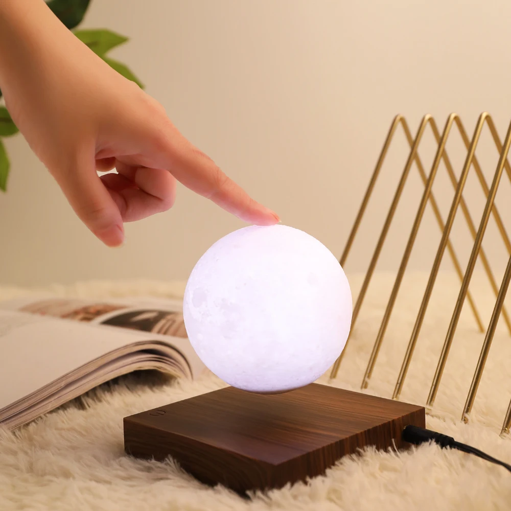 

HCNT Magnetic Levitating Moon Lamp 3 Inches Levitation Luna Lamps Floating Night Light 3 Colors LED Room Decor Christmas Gift