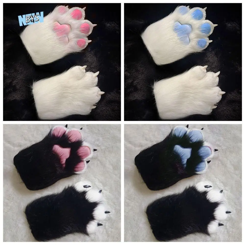 

Kawaii Cartoon Cosplay Costume Gloves Furry Fursuit Kigurumi Cat Claw Mittens Thicken Squeaky Kig Plush Cat Paw Gloves Gifts