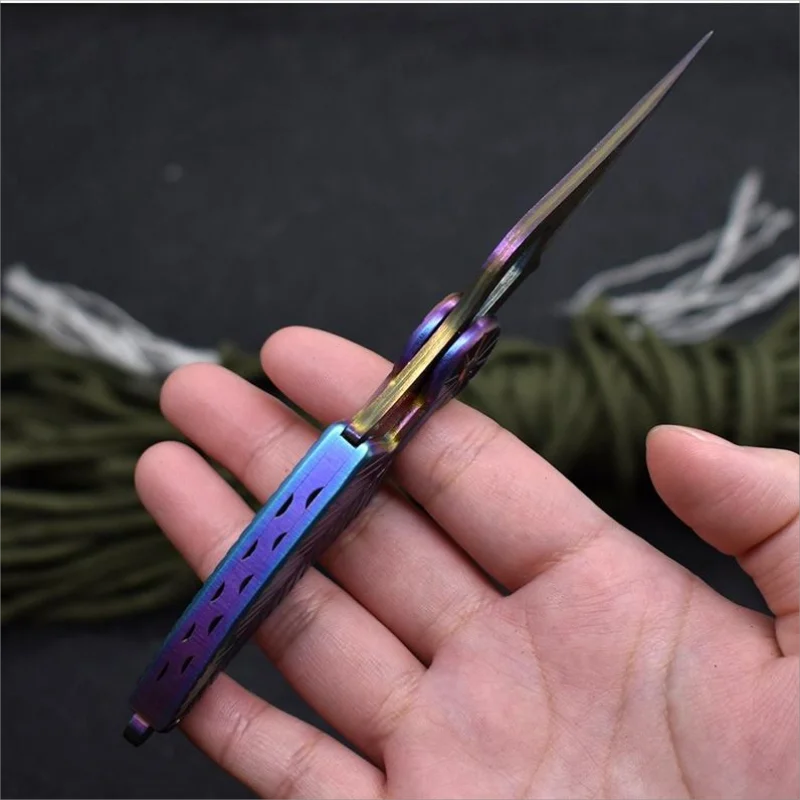 Creative Folding Knife Damascus Steel Outdoor Portable Camping Hunting Survival Tools Hiking Climbing EDC Keychain Pocket Knife view 4