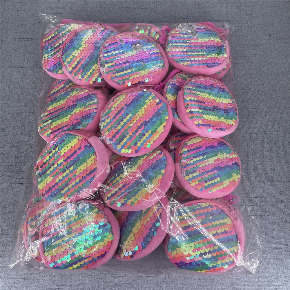 48PCS 8CM Bright Colors Small Plush Coin Bag , Pocket New Coin Pouch Wallet Purse