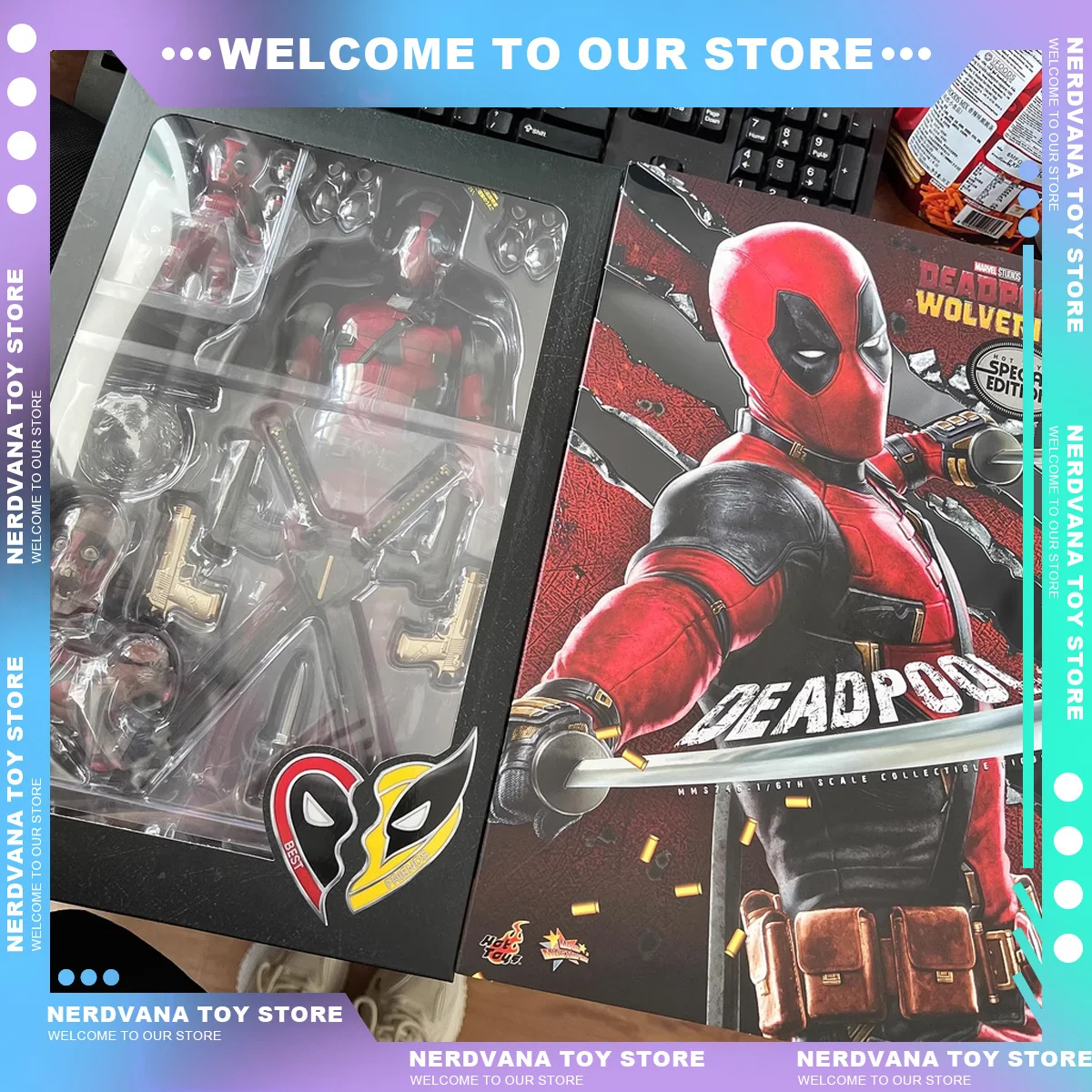 1/6  Hot Toys Marvel Ht Deadpool Wolverine Figure Deadpool HOTTOYS HT 1/6 MMS746 Action Figure Special Edition Toy Gifts