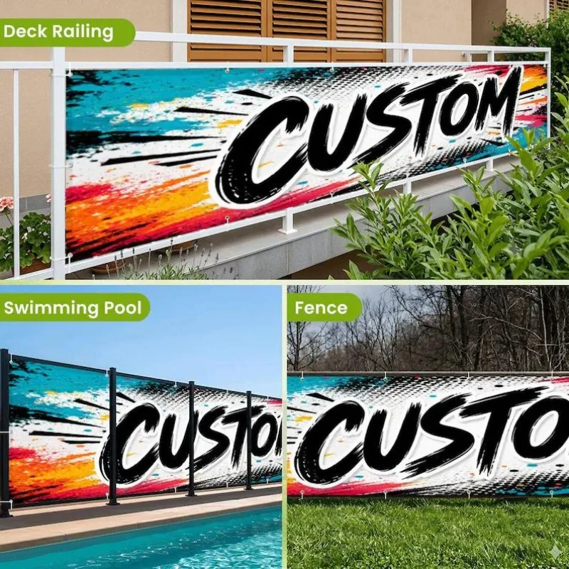 Custom 2D FLAT Printing 1pc Garden Privacy & Protective Screens, Personalized Any Design, Polyester Fabric for Outdoor Use