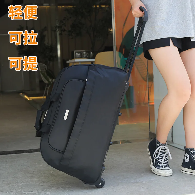 Short Distance Trolley Bag Women Waterproof Travel Duffels Men's Portable Luggage Folding Boarding Roller Pull Rod Bags