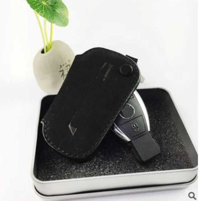 Leather Men Car Key Bag Case Cover Holder Chain For Mercedes Benz AMG A C E S GLA GLC CLA CLS GLE GLK R Class AUTO Accessories