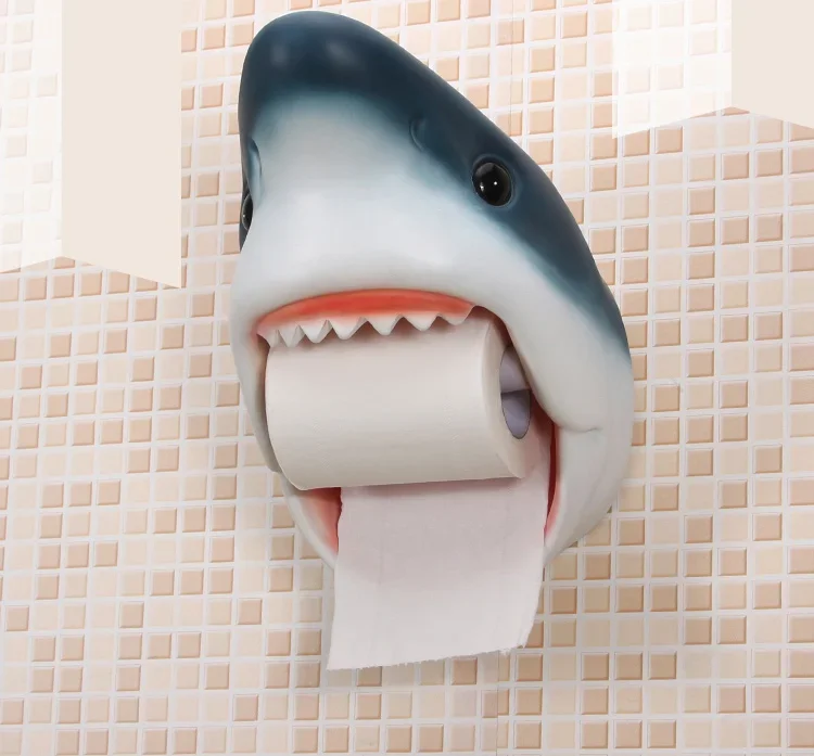 

Держатель для бумажных полотенец в ванной комнате, держатель для рулонов туалетных полотенец с изображением акулы и дельфинов, водонепроницаемая настенная коробка для салфеток для ванной комнаты, креативная индивидуальность