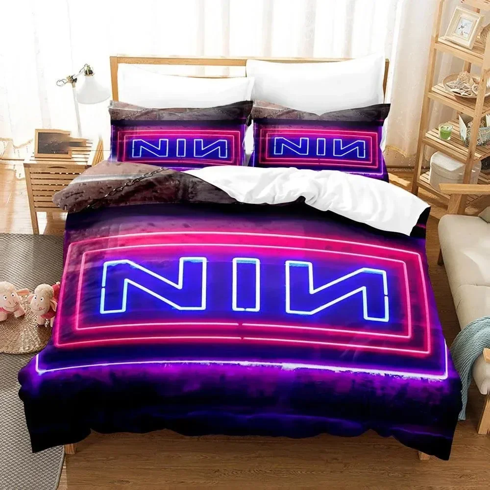 Conjunto de Cama Estampado 3D Nine Inch Nails NIN, Capa de Edredom, Fronha, Jogo de Cama, Lençol de Linho, Capa de Colcha, Tamanho Queen King, Têxtil para Casa