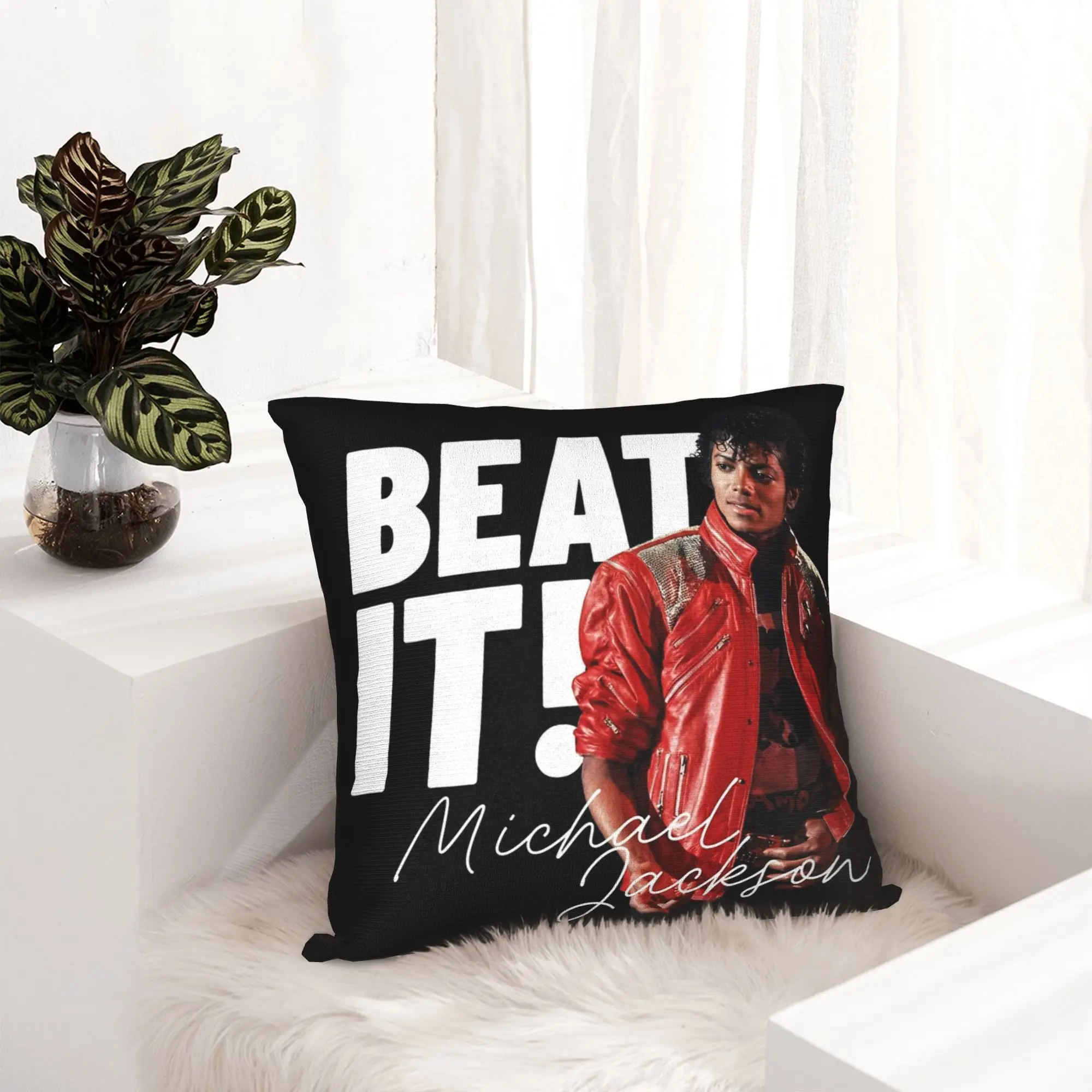 MJ Michael Jackson Pillowcase Printing Fabric Cushion Cover Decorative  Pillow Case Cover Home Zipper 18''