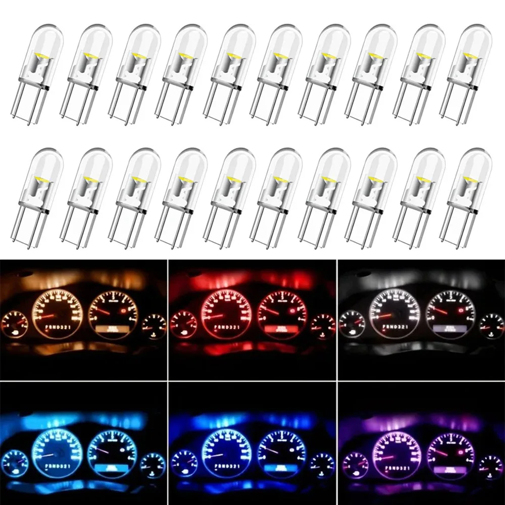 20pcs T5 Led Bulb W3W W1.2W Led Car Interior Lights Dashboard Warning Indicator Light Wedge position light Auto Instrument Lamp