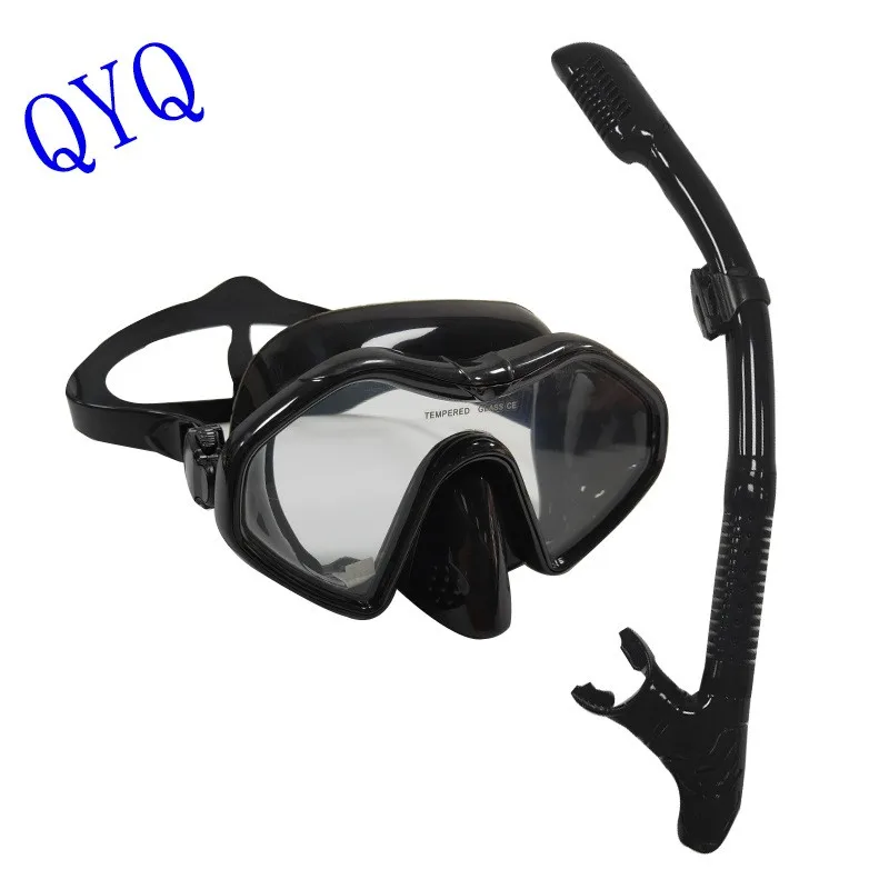 Juego de gafas de buceo, aletas, máscara de buceo de silicona, gafas de buceo de montura grande, gafas de buceo de vidrio templado de una sola pieza