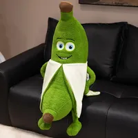 Happy Green Banana Plush Toys Stuffed Cartoon Fruit Pillow Funny Good Mood Homophonic Pillow Kawaii Home Decor Kids Gift