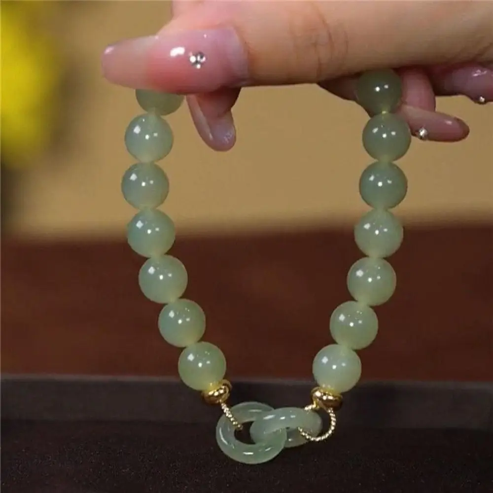 Heart Buckle Chalcedony Bead Bracelet New Fashion Gife Women Accessories Imitation Jade Fengshui Lucky Bangle Jewelry