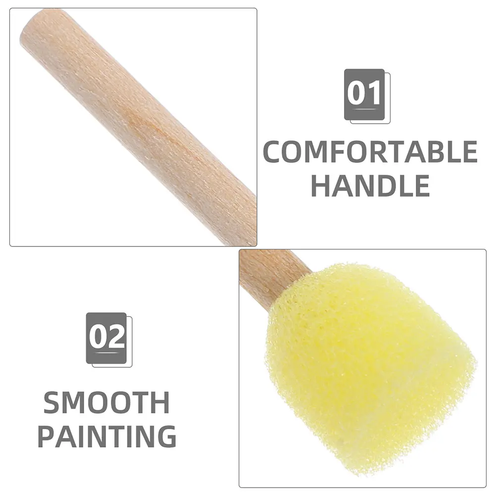 30 pinceles redondos de esponja para pintar para niños, herramientas con mango de madera, esponjas de pintura suaves y seguras, manualidades Diy para niños