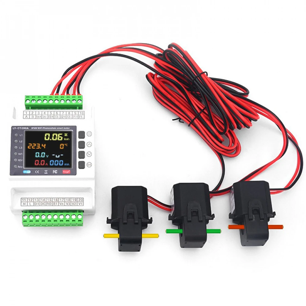 

100/200/1000A Tuya WiFi Smart 3 Phase Energy Meter Protector with Overvoltage/Undervoltage/Current Protector Bidirectional Meter