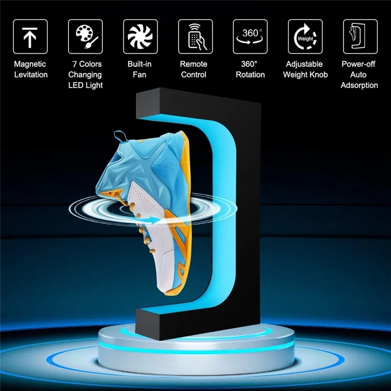 

Levitating Shoe Display Stand Floating Sneaker Stand With Remote Colorful Light Rotating Levitation Shoe Rack US Plug