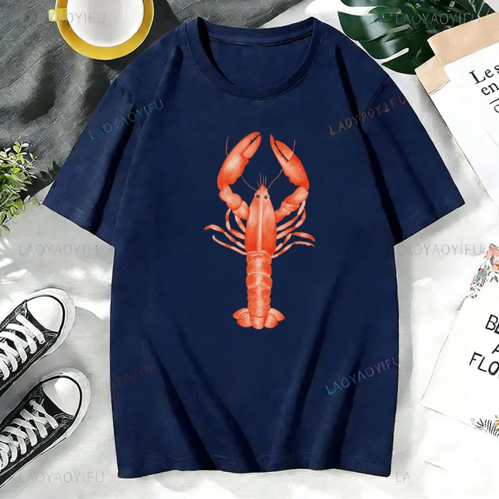 Lobster Graphic Printed T-shirt Lobster Lover Gift Shirt Women Unisex Cotton Short Sleeve Casual Fashion Summer Short Sleeve