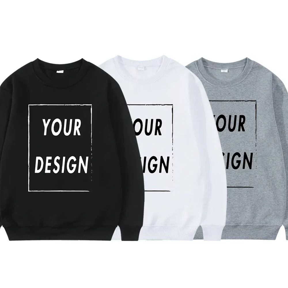 DIY Personalized Customize Sweatshirts Men Casual Street Tops Classic Daily Team Workwear Fleece Comfy HoodiesLoose Pullovers