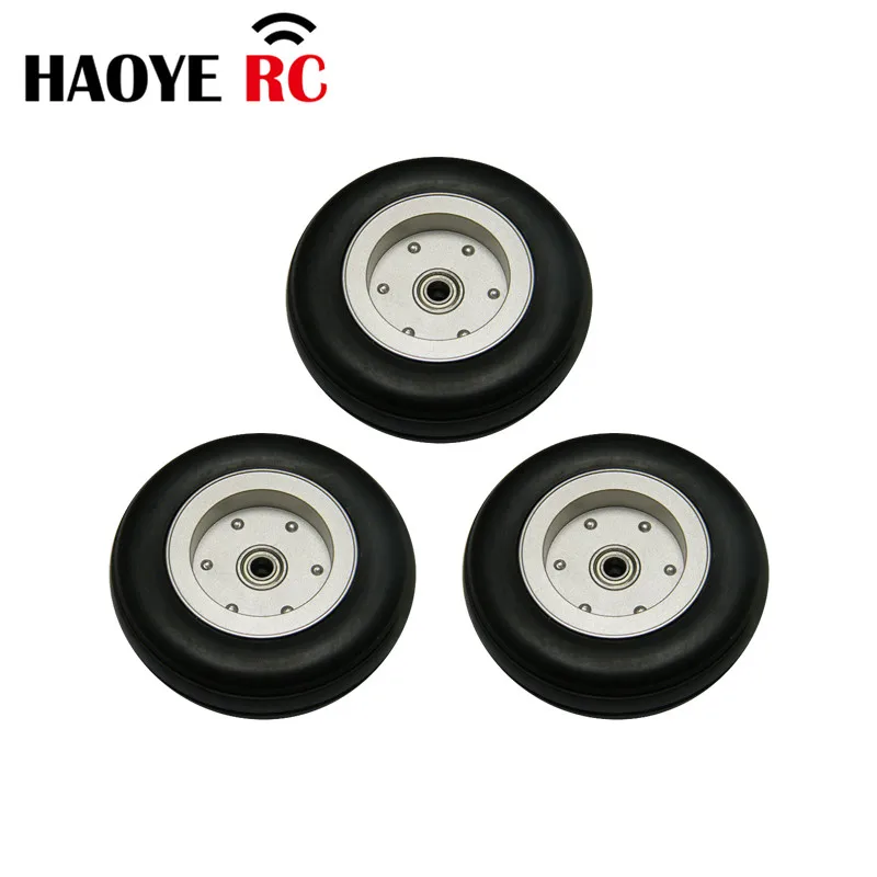 Haoye 1 Pc Landing Gear Wheels Rubber Tires Tyre Aluminum Hub Rubber Wheel With Bearing For RC Airplane Replacement Accessory