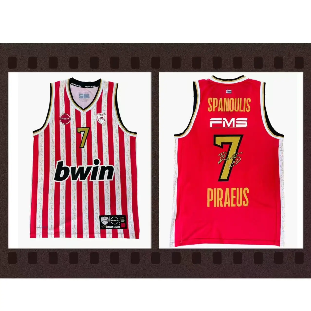 

2025 Summer Basketball Greek Basketball League Olympiacos Adult Loose Sweat Absorbing Breathable Loose Quick Dry No. 7 Vest
