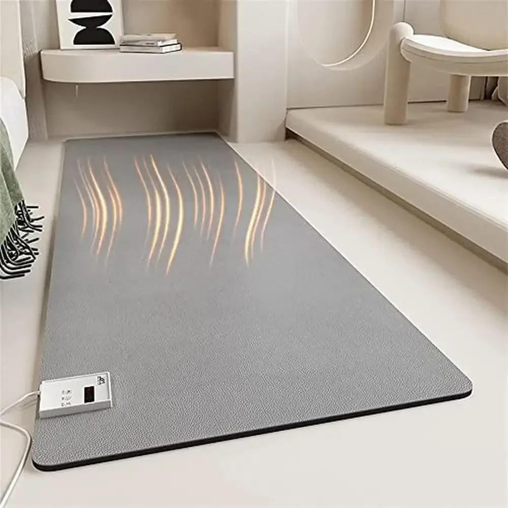 Electric Heated Floor Mat Under Desk Foot Warmer Adjustable Temp/Timer Waterproof Large Area Rug Radiant Heat Cozy Home Gift