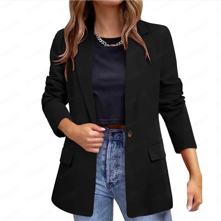 Women Fashion Suits Jacket Blazers Slim Fit Elegant Casual Suit Office Lady Blazer Coat Solid Long Sleeve Outerwear Stylish Tops