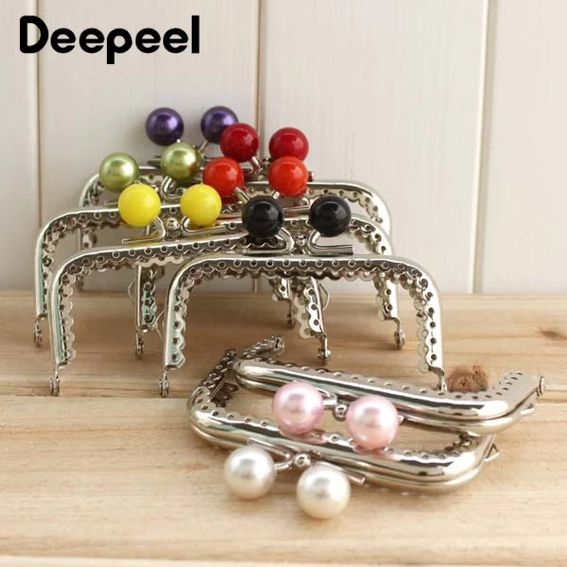 5/10Pcs 8.5cm Silver Smooth Candy Bead Head Kiss Claps Handle Handmade DIY Sewing Brackets Bag Handles Purse Frame Accessories