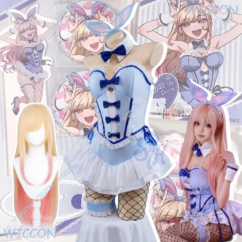 

Аниме My Dress Up Marin Kitagawa, карнавальный костюм Kawaii, голубой кролик, комбинезон для девочек, головной убор с кроликом, милая Лолита, Хэллоуин