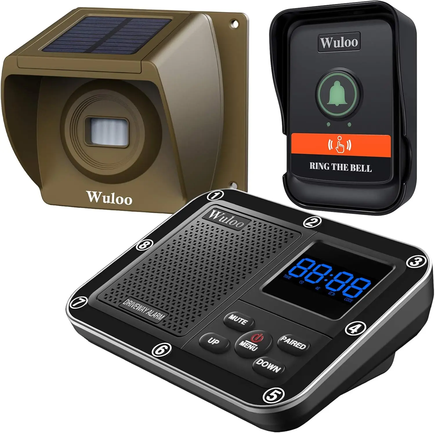 

Wireless Doorbell with Solar Alarm, Rechargeable Battery, Weatherproof & Mute Mode for Home Security