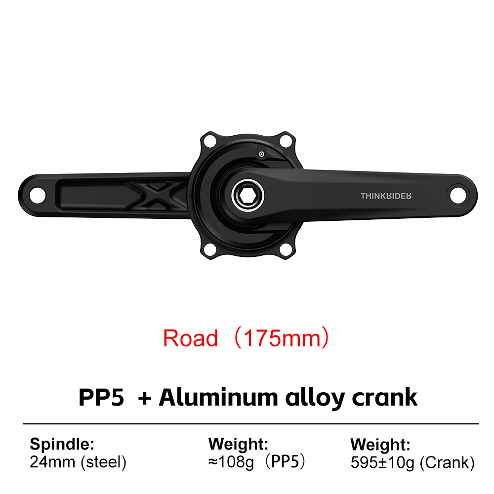 THINKRIDER PP5 Fahrrad-Powermeter mit 4 Bolzen, 110BCD, 24mm Kadenz-Pedalbalance, BLE ANT+ Kurbelgarnitur Kettenblatt für Shimano