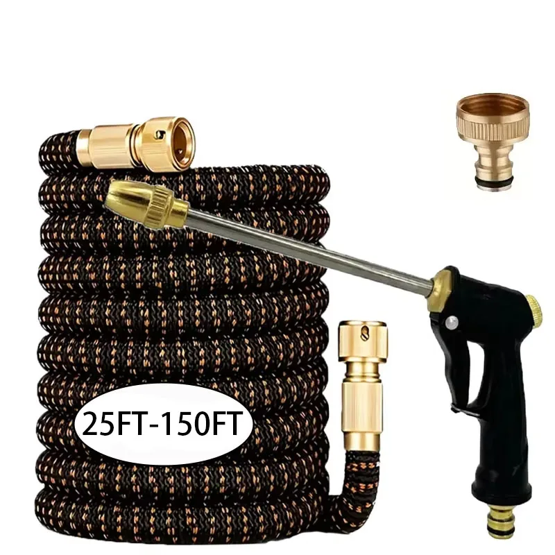 25FT-150FT Expandable Magic Hose, Multifunctional Adjustable Car Wash Water Gun, Watering And Pet Shower Tools