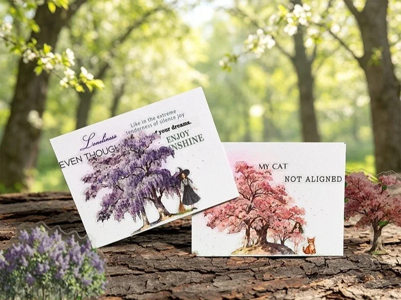 JIANWU Vintage Tree Landscape Material Collage Scrapbooking PET Sticker Creative DIY Journal Stationery