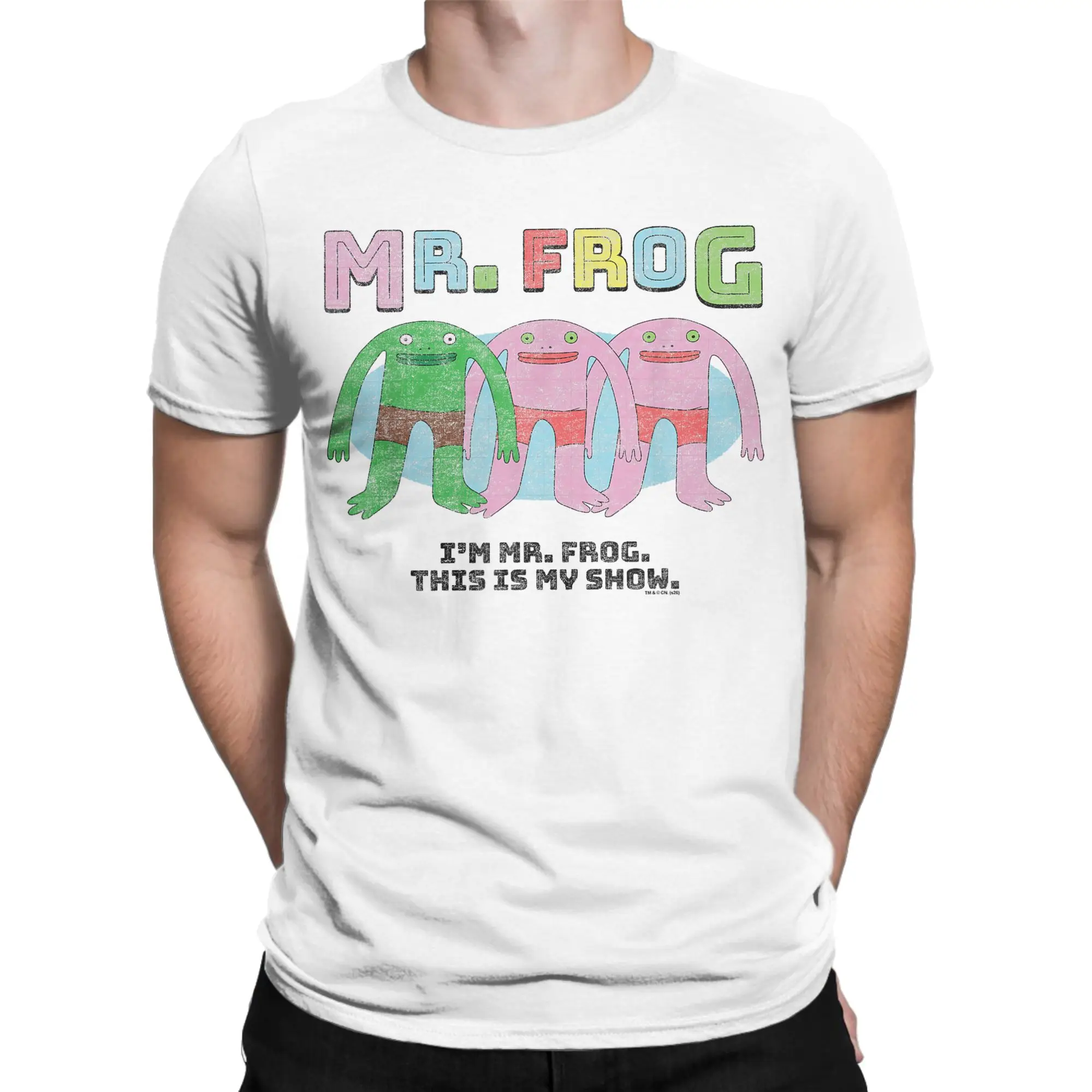 Smiling Friends Colorful Mr Frog T-Shirt Men  Vintage Cotton Tees O Neck Short Sleeve T Shirt Printed Tops