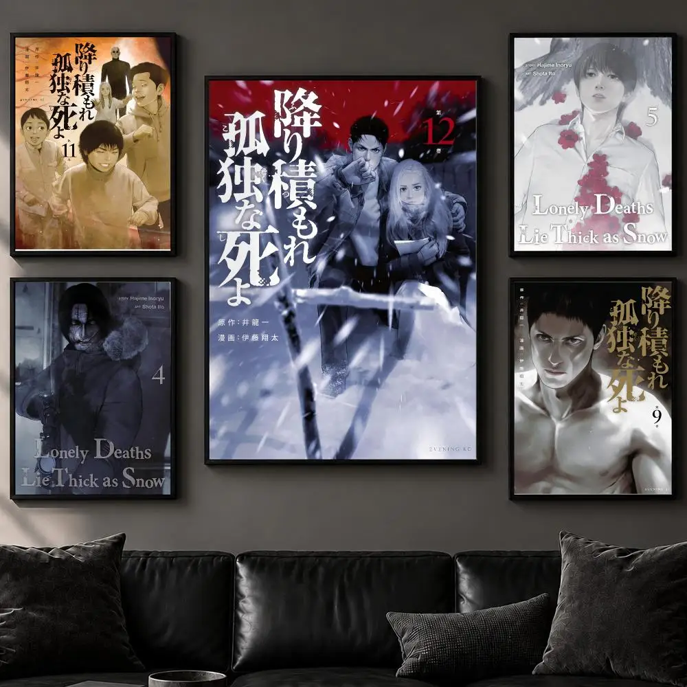 Novel L-Lonely Deaths Lie Thick as SnowS Poster Art  Self-Adhesive No Glue Residue Wall Decor for Bedroom Living Room