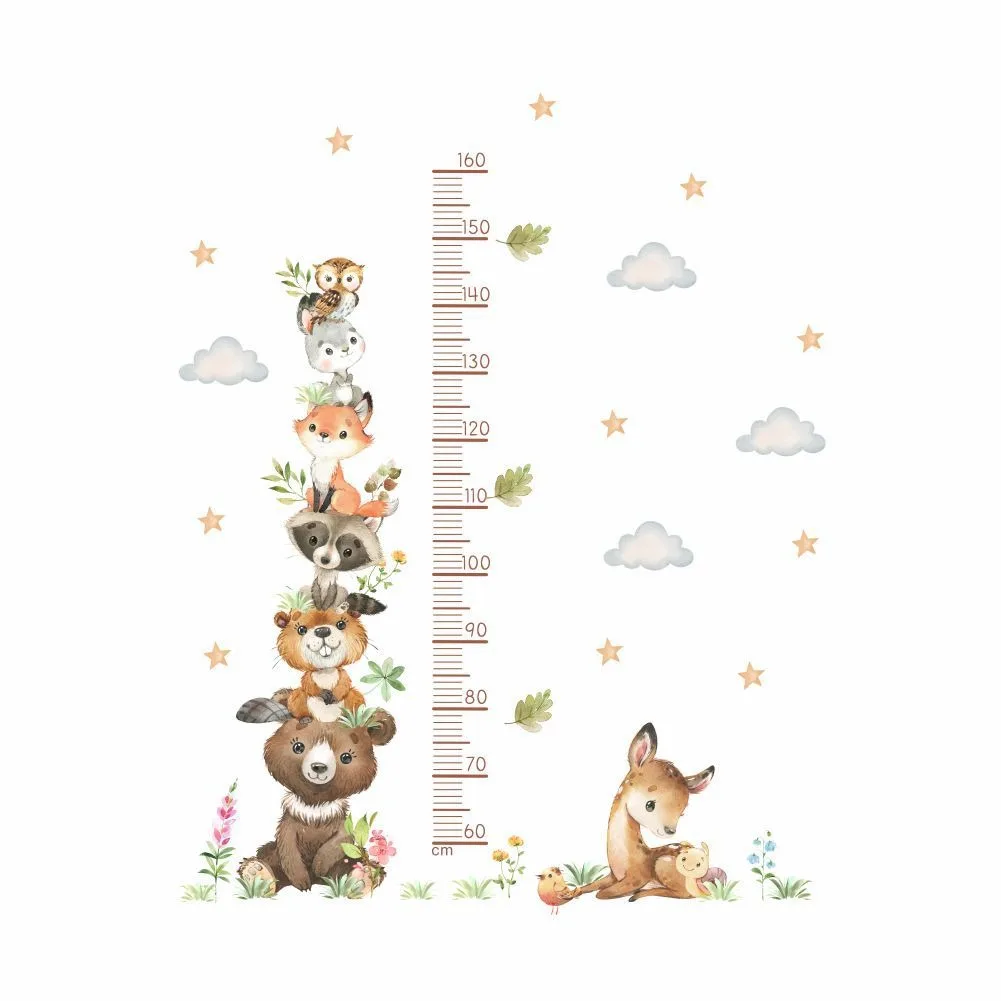 Creative Animal Height Measurement Wall Stickers Children\'s Room Growth Maps Animal Wall Stickers Home Decoration