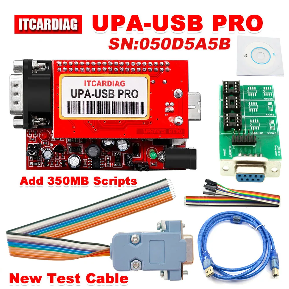 UPA USB V1.3 SN:050D5A5B UPA USB PRO with New Test Cable 350MB Scripts UPA-USB Programmer ECU Chip Tunning Full Eeprom Adapters