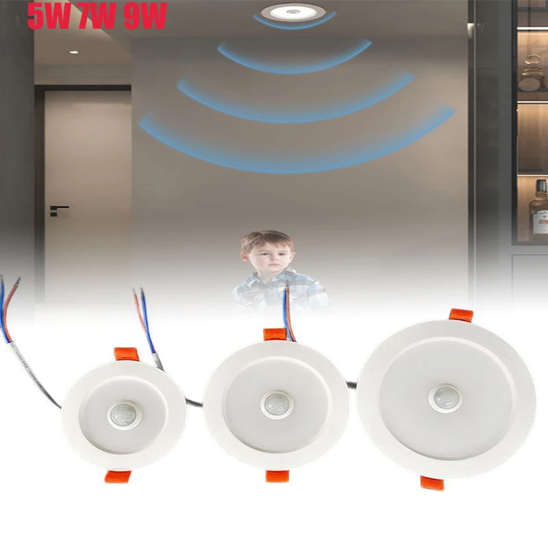Human Body Motion Sensor Spot LED Downlight Lamparas 220V Ceiling Light 5W 7W 9W Cold White Panel Light For Hallway Stair Depot