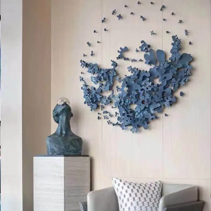 European metal abstract geometric shape wall decoration wall hanging hotel wrought iron three-dimensional map soft decoration ar