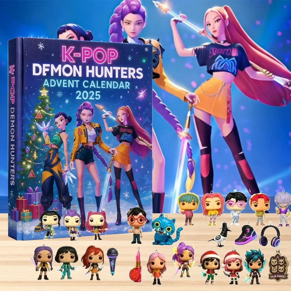 

Новый адвент-календарь «Охотники на демонов» 2025 года — Kpop Rumi Mira Zoey Tiger, 24-дневный рождественский обратный отсчет, подарочная коробка для коллекционеров