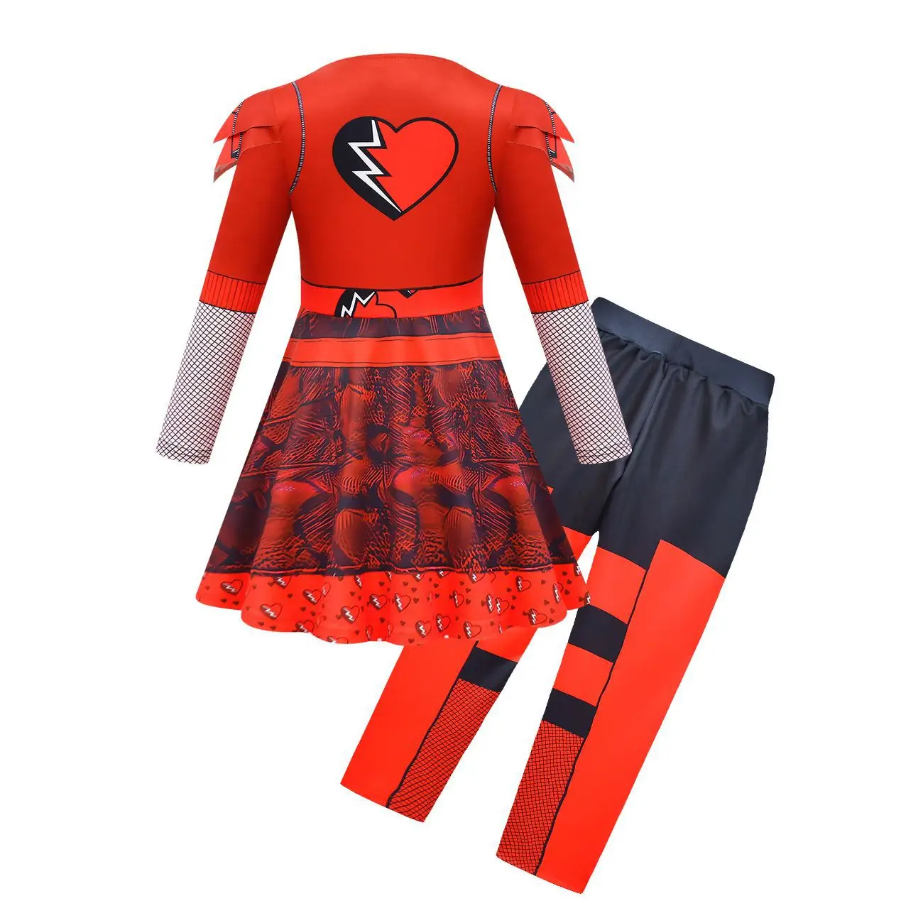 Girls Halloween Clothes Set The Rise of Red Costume D-Descendants 4 Kids Cosplay Child Disguise Party Fancy Red Dress with Hair