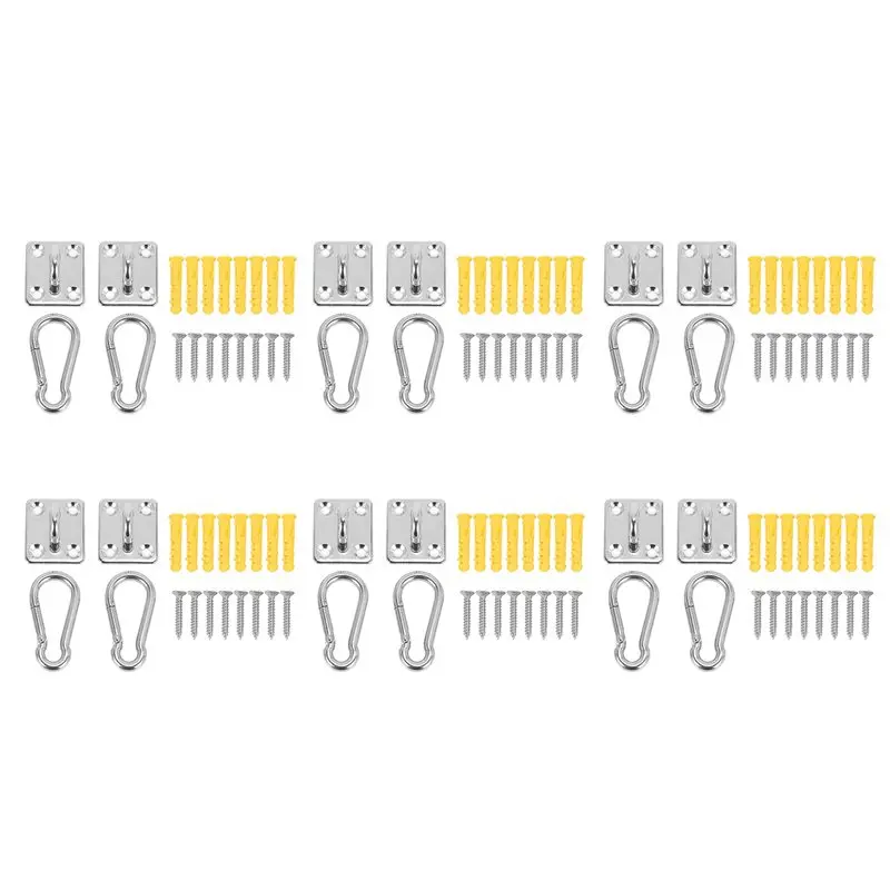 LICE-12 Sets Of Suspended Ceiling Wall Mount U-Shaped Hooks Stainless Steel Hammock Hook Metal Base Plate With Hook