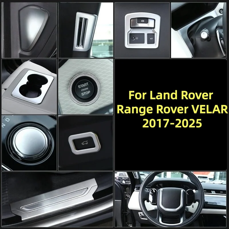 For Land Rover Range Rover Velar 2017-2025 ABS Silver Rear Cup Holder Cover Trim Inner Tailgate Sticker Interior Car Accessories