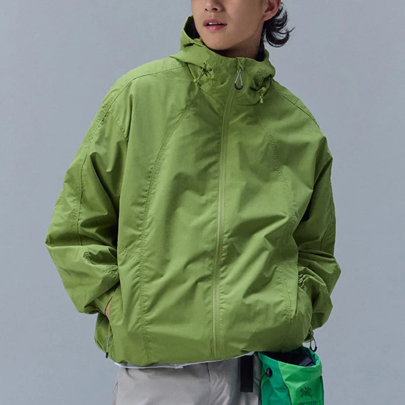 HKSH Frühling Herbst Neue Frauen Jacke Mit Kapuze Zipper Einfarbig Taschen Leichte Outdoor Sportliche Wasserdichte Unisex Mäntel HK13598