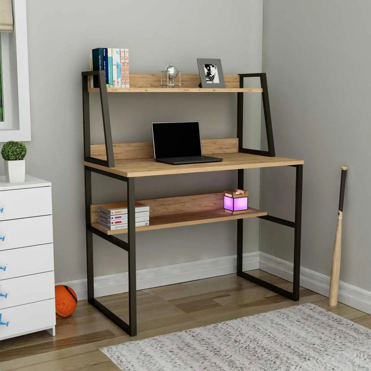 ax-Modern Luxury Convertible Foldable Extendable Metal Work Desk for Office and Home