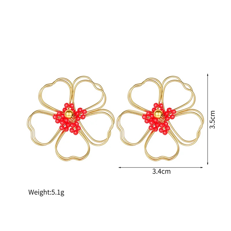 Letdiffery موضة الجوف زهرة أقراط للنساء الفولاذ المقاوم للصدأ البساطة الملونة الأزهار الزركون قرط الاذن المرصع مجوهرات هدايا