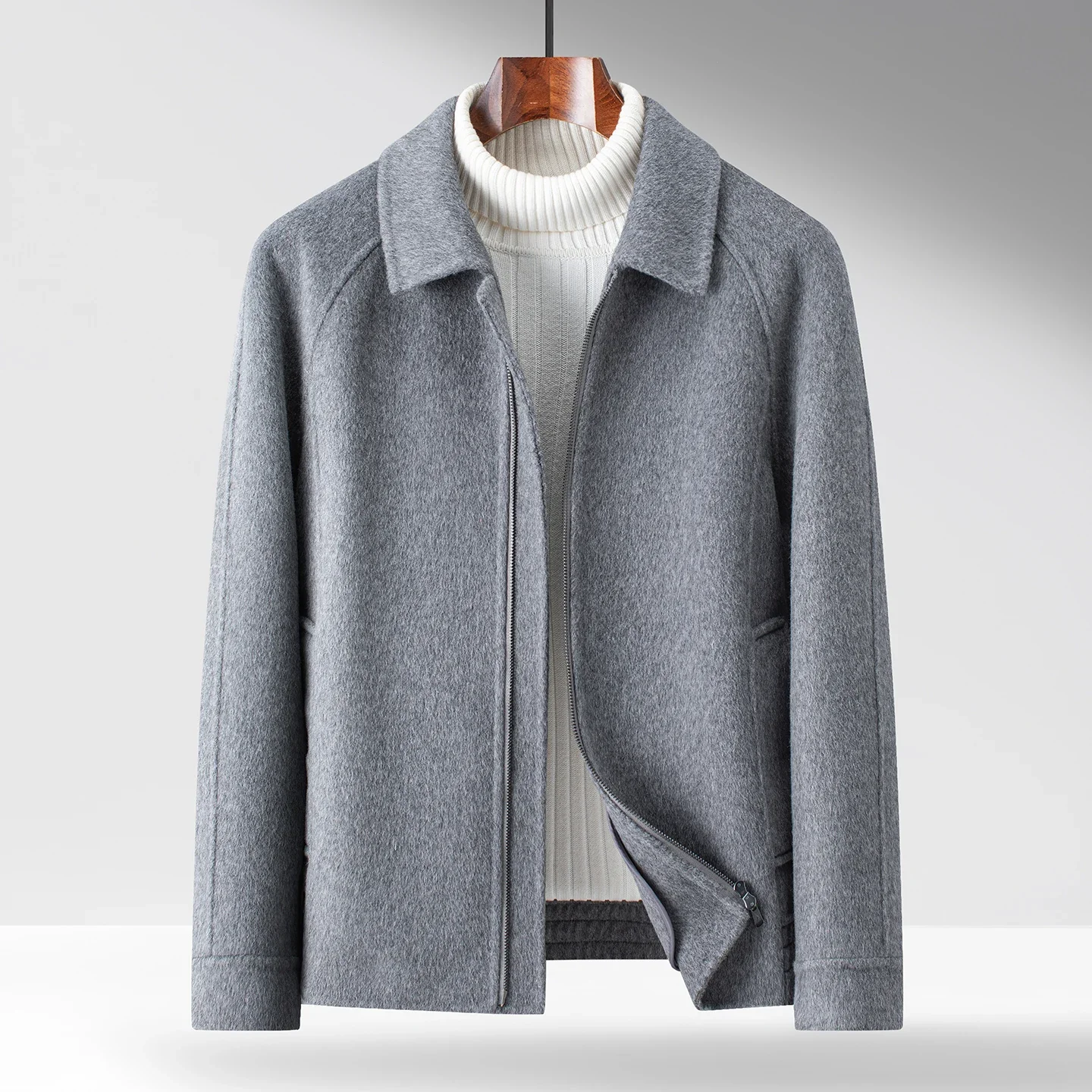 

NEW Thick Warm Woolen Jacket The New Autumn Men's Fashion And Cool Solid Color Versatile Lapel Long-Sleeved Woolen Coat