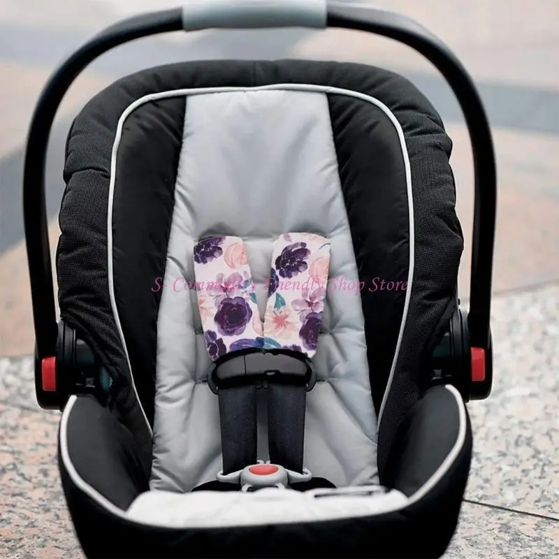 

85AE Strap Cover for Baby Stroller & Pushchair Cartoon Shoulder Pads Belt Covers 2PCS for Most Brand Infant Stroller Car
