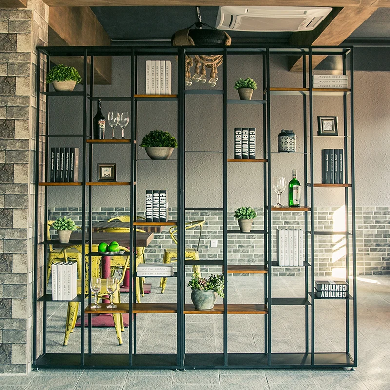 Wrought iron partition rack modern simple multi-layer floor entrance bookshelf office restaurant creative screen partition