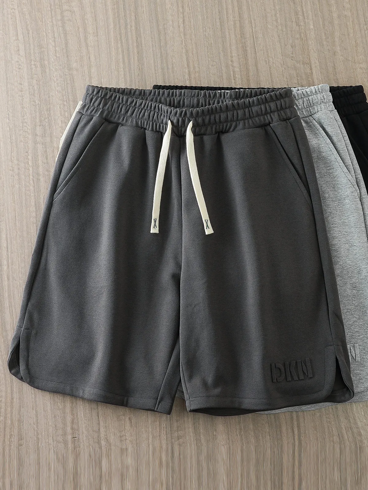 DUKEEN Heavyweight Pique Fabric Shorts for Men 2024 Summer Casual Basketball Five-Point Pants Grey Sports Jorts Men\'s Clothing
