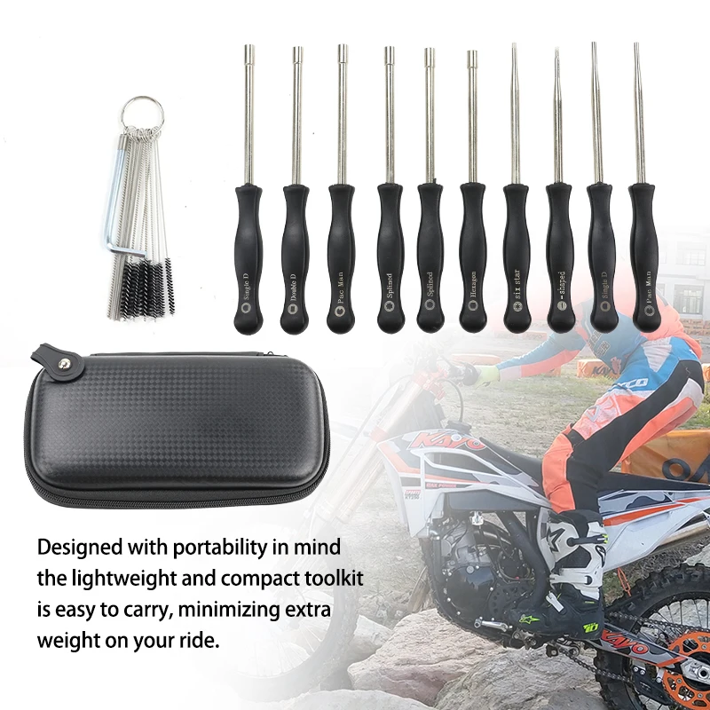 Alat Suku Cadang Sepeda Motor Kit Penyesuaian Karburator Resin Sintetis untuk Sepeda Motor Trail Set Obeng 10 Buah Aksesori Motocross